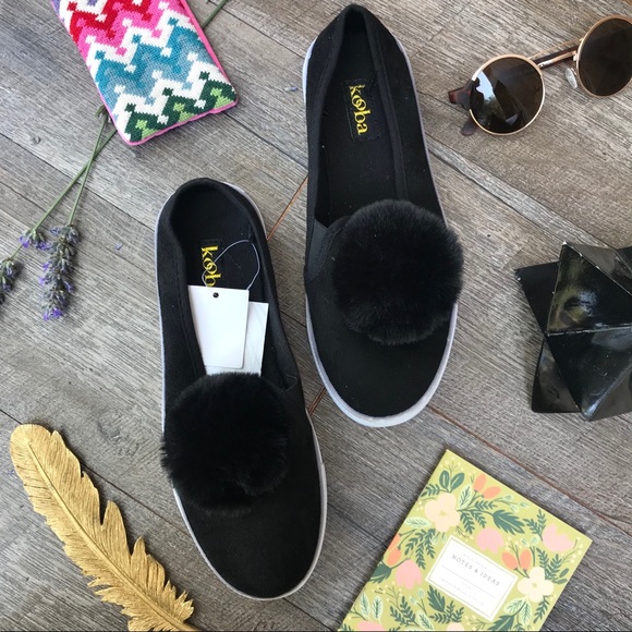 Kooba Shoes - NEW Kooba Black Slip On Sneakers Poufs Size 8